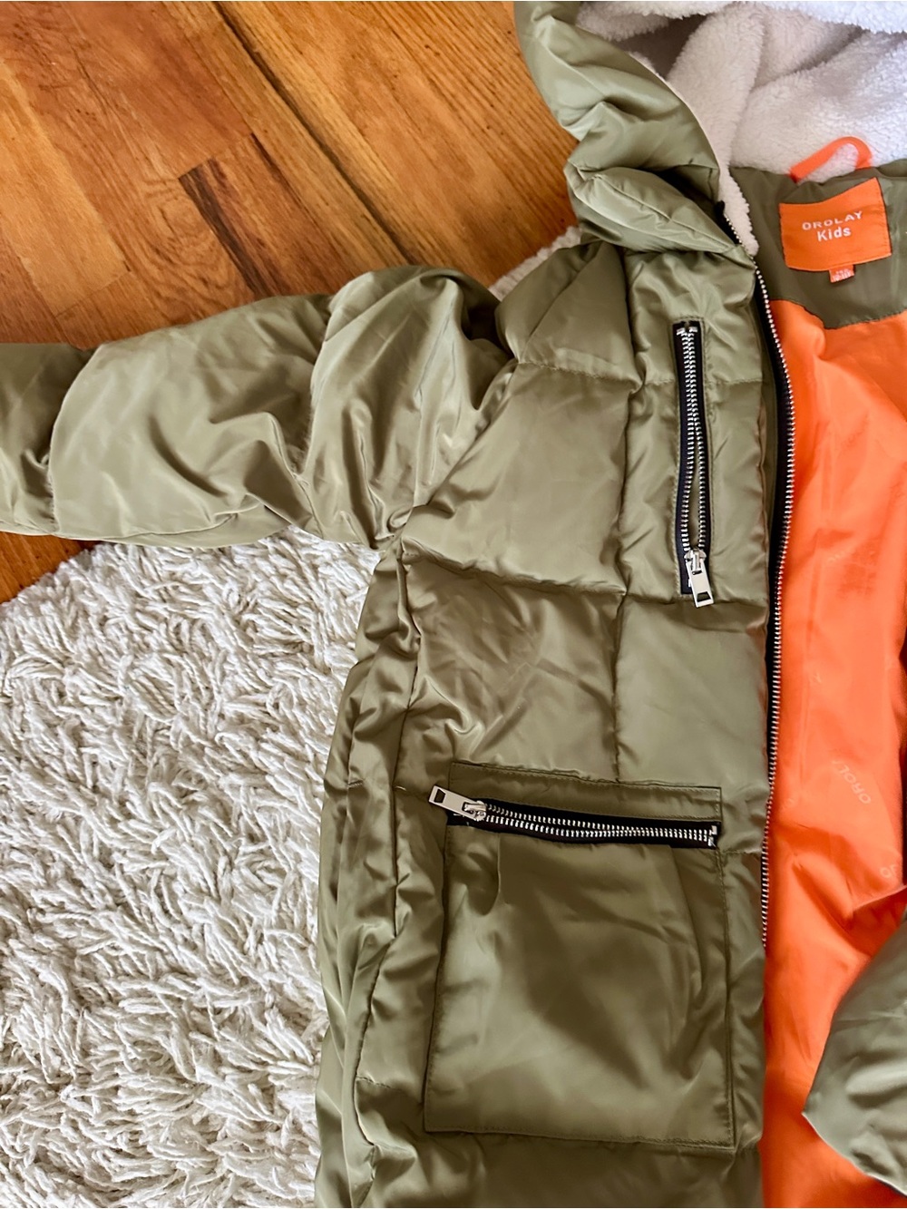 Kids Unisex Orolay green winter puffer coat - Picture 4 of 7